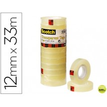CINTA ADHESIVA SCOTCH TRANSPARENTE 12MMX33 MT