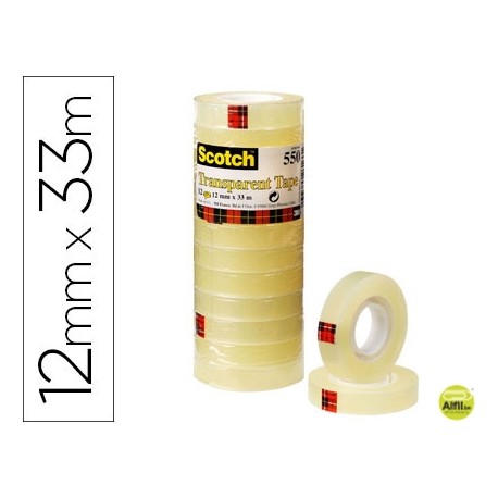 CINTA ADHESIVA SCOTCH TRANSPARENTE 12MMX33 MT