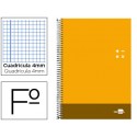 BLOC ESPIRAL LIDERPAPEL FOLIO DISCOVER TAPA CARTONCILLO 80 H 80G CUADRO 4 MM CON MARGEN COLOR NARANJ