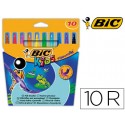 ROTULADOR BIC KIDS VISAQUARELLE ESTUCHE DE 10 COLORES PUNTA PINCEL TINTA BASE DE AGUA