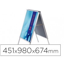 CABALLETE PARA POSTER JENSEN DISPLAY ALUMINIO DOBLE CARA DIN A2 MARCO DE 25 MM CON CANTONERAS 451 X