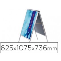 CABALLETE PARA POSTER JENSEN DISPLAY ALUMINIO DOBLE CARA DIN A1 MARCO DE 25 MM CON CANTONERAS 625 X