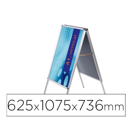 CABALLETE PARA POSTER JENSEN DISPLAY ALUMINIO DOBLE CARA DIN A1 MARCO DE 25 MM CON CANTONERAS 625 X