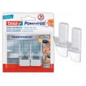 GANCHO AUTOADHESIVO TESA POWERSTRIPS GRANDE TRANSPARENTE/ACERO + TIRAS SUJECION HASTA 1 KG