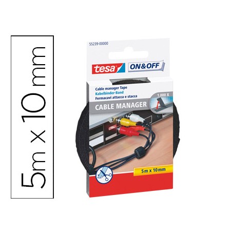 VELCRO AUTOADHESIVO TESA NEGRO 5 M X 10 MM PARA AGRUPAR CABLES