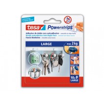 TIRA AUTOADHESIVA TESA DOBLE CARA POWERSTRING TRANSPARENTE SUJECION HASTA 2 KG BLISTER DE 10 UNIDADE