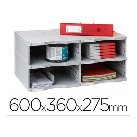 ARCHIVADOR MODULAR ARCHIVO 2000 ARCHIVODOC DUO JUMBO 4 CASILLAS GRIS 600X360X275 MM