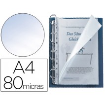 FUNDA MULTITALADRO Q-CONNECT DIN A4 80 MICRAS CRISTAL CON APERT. SUPERIOR Y LATERAL IZQ. BOLSA DE 25
