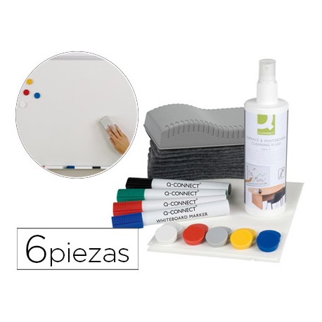 SET DE PIZARRA BLANCA Q-CONNECT 6 PIEZAS SURTIDAS