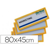 MARCO IDENTIFICACION TARIFOLD ADHESIVO 80X45 MM AMARILLO PACK DE 4 UNIDADES