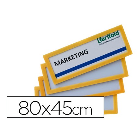 MARCO IDENTIFICACION TARIFOLD ADHESIVO 80X45 MM AMARILLO PACK DE 4 UNIDADES