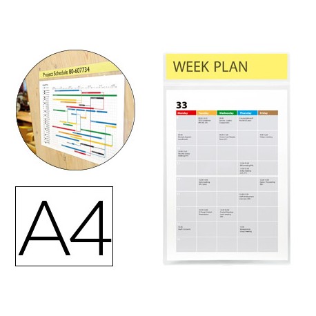 FUNDA DE PRESENTACION TARIFOLD ADHESIVA REPOSICIONABLE DIN A4 VERTICAL TRANSPARENTE CON