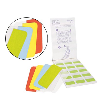 BANDERITAS SEPARADORAS 3L OFFICE RIGIDAS CON PESTAÑA MEDIANAS 4 COLORES 12 BANDERITAS POR COLOR PACK
