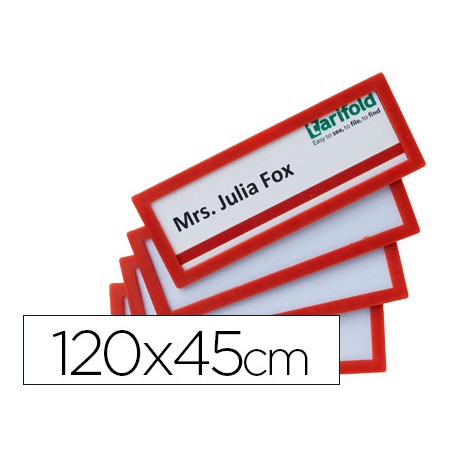 MARCO IDENTIFICACION TARIFOLD ADHESIVO 120X45 MM ROJO PACK DE 4 UNIDADES