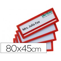 MARCO IDENTIFICACION TARIFOLD ADHESIVO 80X45 MM ROJO PACK DE 4 UNIDADES