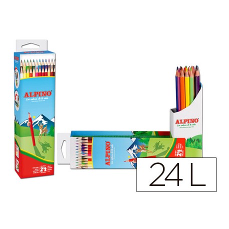 LAPICES DE COLORES ALPINO CAJA FLIP BOX DE 24 COLORES LARGOS SURTIDOS