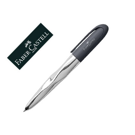 BOLIGRAFO FABER CASTELL N'ICE PEN ERGONOMICO CUERPO CROMADO BRILLANTE/ANTRACITA TINTA COLOR NEGRO