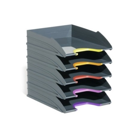 BANDEJA SOBREMESA DURABLE PLASTICO GRIS 255X55X330 MM PACK DE 5 UNIDADES
