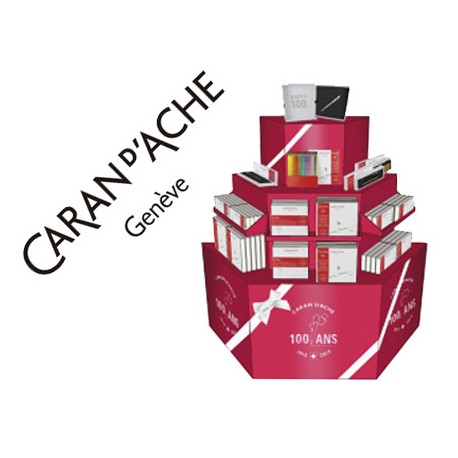 EXPOSITOR CARAN D'ACHE COLECCION CD'A 100 AÑOS TIPO TARTA PARA SUELO 120X120X60 CM