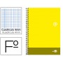 BLOC ESPIRAL LIDERPAPEL FOLIO DISCOVER TAPA CARTONCILLO 80 H 80G CUADRO 4 MM CON MARGEN COLOR AMARIL