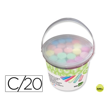 TIZA COLOR LIDERPAPEL PARA SUELO CUBILETE DE 20 UNIDADES COLORES SURTIDOS