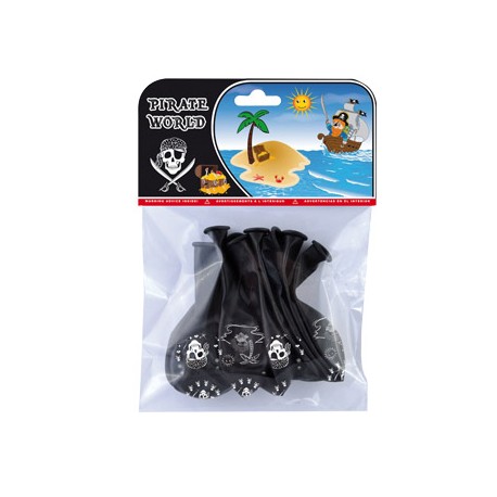 GLOBOS PIRATAS IMPRESOS TODO ALREDEDOR BOLSA DE 8 UNIDADES