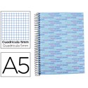 BLOC ESPIRAL LIDERPAPEL A5 MICRO MULTILIDER TAPA FORRADA 140H 80G CUADRO 5 MM 5 BANDAS 6 TALADROS CE