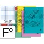 BLOC ESPIRAL LIDERPAPEL FOLIO IMAGINE TAPA POLIPROPILENO 80H 60G RAYADO N§ 46 COLORES SURTIDOS