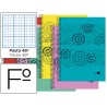 BLOC ESPIRAL LIDERPAPEL FOLIO IMAGINE TAPA POLIPROPILENO 80H 60G RAYADO N§ 46 COLORES SURTIDOS