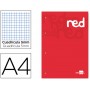 BLOC ENCOLADO LIDERPAPEL CUADRO 5 MM ROJO A4 NATURAL 100 HOJAS 100 G/M2