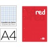 BLOC ENCOLADO LIDERPAPEL CUADRO 5 MM ROJO A4 NATURAL 100 HOJAS 100 G/M2