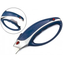 CUTER Q-CONNECT XS6200 METALICO ANCHO AZUL Y GRIS CON MANGO DE PLASTICO Y COMPARTIMENTO PARA CUCHILL