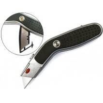 CUTER Q-CONNECT SX72 METALICO ANCHO NEGRO Y GRIS CON MANGO DE PLASTICO Y COMPARTIMENTO PARA CUCHILLA