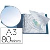 FUNDA MULTITALADRO Q-CONNECT DIN A3 APAISADA 80 MICRAS CRISTAL CON APERTURA SUPERIOR - BOLSA DE 10