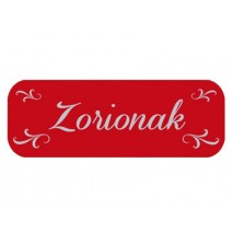 ETIQUETA ARGUVAL ZORIONAK ROJA 15 X 45 MM ROLLO DE 250 UNIDADES EUSKERA