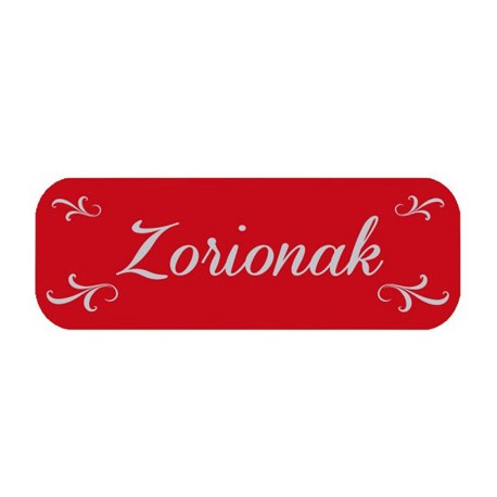 ETIQUETA ARGUVAL ZORIONAK ROJA 15 X 45 MM ROLLO DE 250 UNIDADES EUSKERA