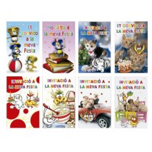 INVITACION A MI FIESTA ARGUVAL ANIMALES BLISTER DE 8 UNIDADES SURTIDAS CATALAN EXPOSITOR DE 60 BLIST
