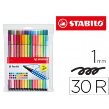 ROTULADOR STABILO ACUARELABLE PEN 68 ESTUCHE DE 24 COLORES ESTANDAR + 6 COLORES NEON