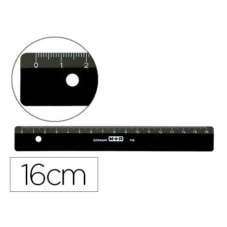 REGLA MOR 16 CM PLASTICO NEGRA