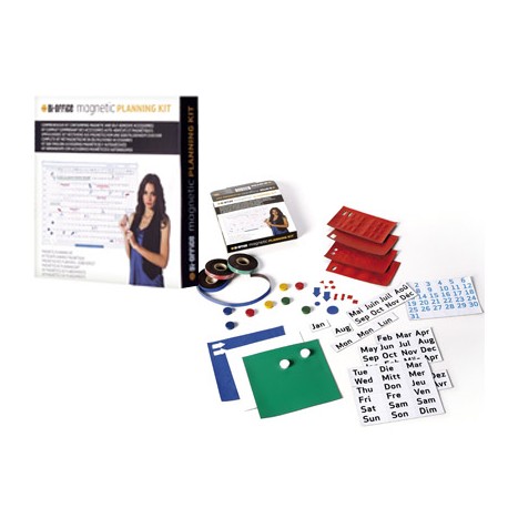 KIT PLANIFICACION BI-OFFICE CON ACCESORIOS MAGNETICOS Y ADHESIVOS REUTILIZABLES