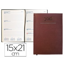 AGENDA ENCUADERNADA LIDERPAPEL CRETA 15X21 CM 2016 SEMANA VISTA COLOR MARRONOSCURO PAPEL 70 GRS