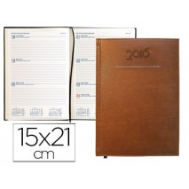 AGENDA ENCUADERNADA LIDERPAPEL CRETA 15X21 CM 2016 SEMANA VISTA COLOR MARRON PAPEL 70 GRS AHUESADO