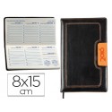 AGENDA ENCUADERNADA LIDERPAPEL DORIOS 8X15 CM 2016 SEMANA VISTA COLOR NEGRO Y NARANJA PAPEL 70 GRS