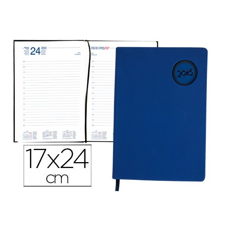 AGENDA ENCUADERNADA  LIDERPAPEL  KILKIS 17X24 CM 2016 DIA   PAGINA COLOR  AZUL PAPEL 70G