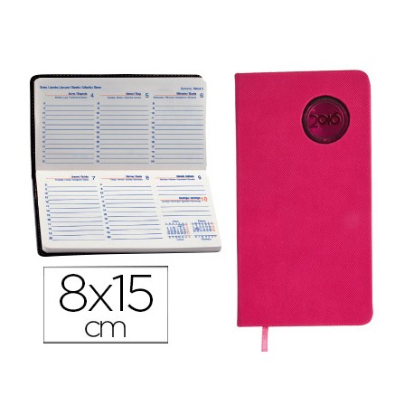 AGENDA ENCUADERNADA LIDERPAPEL KILKIS 8X15 CM 2016 SEMANA VISTA COLOR ROSA PAPEL 70 GRS