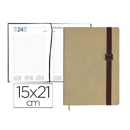 AGENDA ENCUADERNADA LIDERPAPEL LARISIS 15X21 CM 2016 DIA PAGINA COLOR BEIGE PAPEL 70 GRS