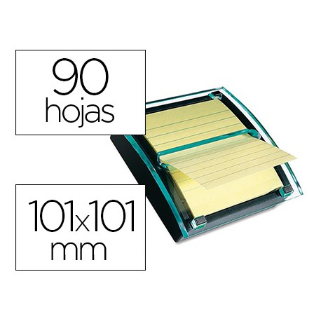 SOPORTE BLOC DE NOTAS ADHESIVAS QUITA Y PON POST-IT SUPER STICKY Z-NOTES COLOR NEGRO/TRANSPARENTE CO