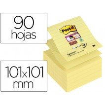 BLOC DE NOTAS ADHESIVAS QUITA Y PON POST-IT SUPER STICKY RAYADO 76X76 MM 90 HOJAS Z-NOTES AMARILLO C