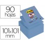 BLOC DE NOTAS ADHESIVAS QUITA Y PON POST-IT SUPER STICKY RAYADO 76X76 MM 90 HOJAS Z-NOTES AZUL