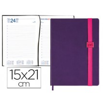 AGENDA ENCUADERNADA LIDERPAPEL LARISIS 15X21 CM 2016 DIA PAGINA COLOR MORADO PAPEL 70 GRS